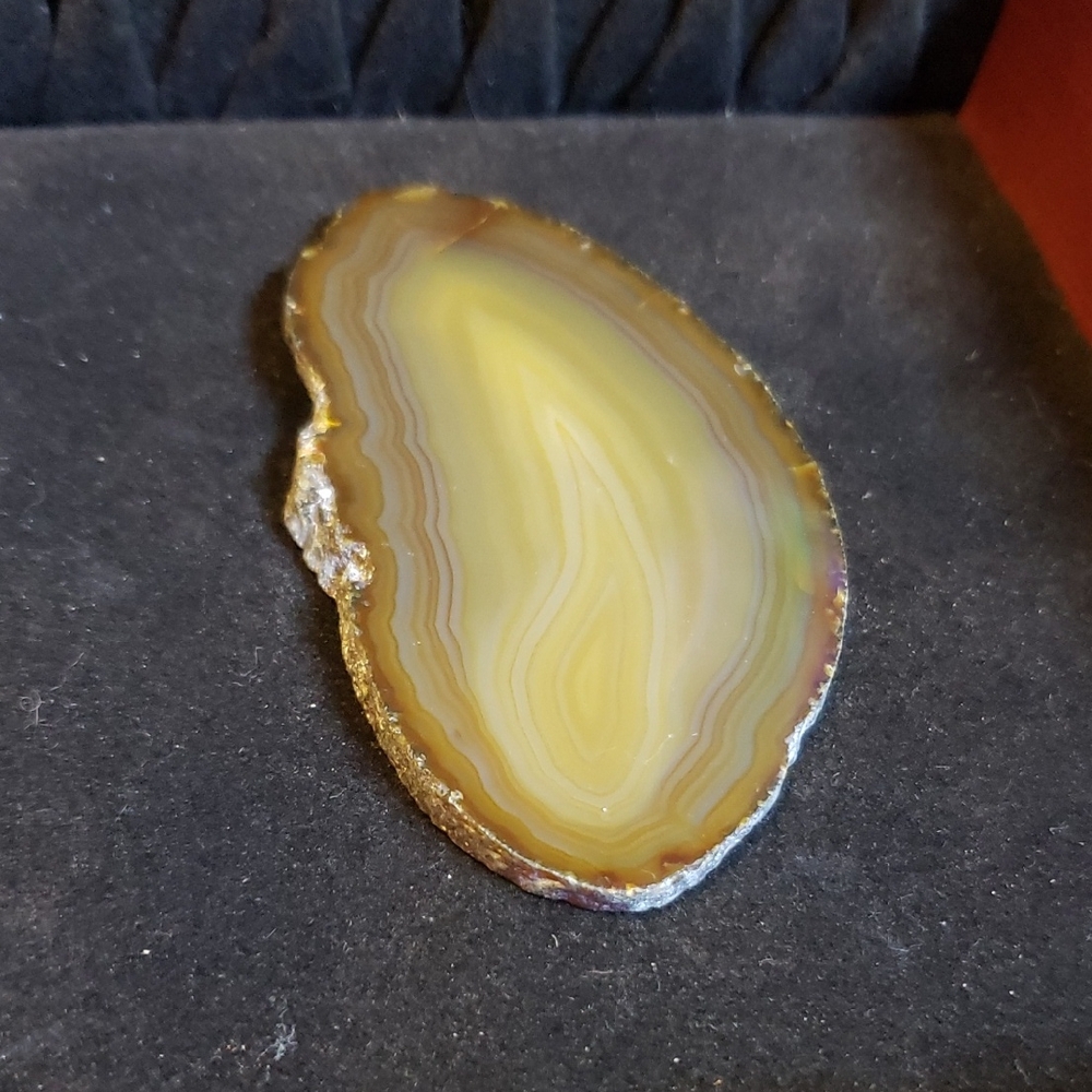 Natural Agate Slice - Yellow and Brown